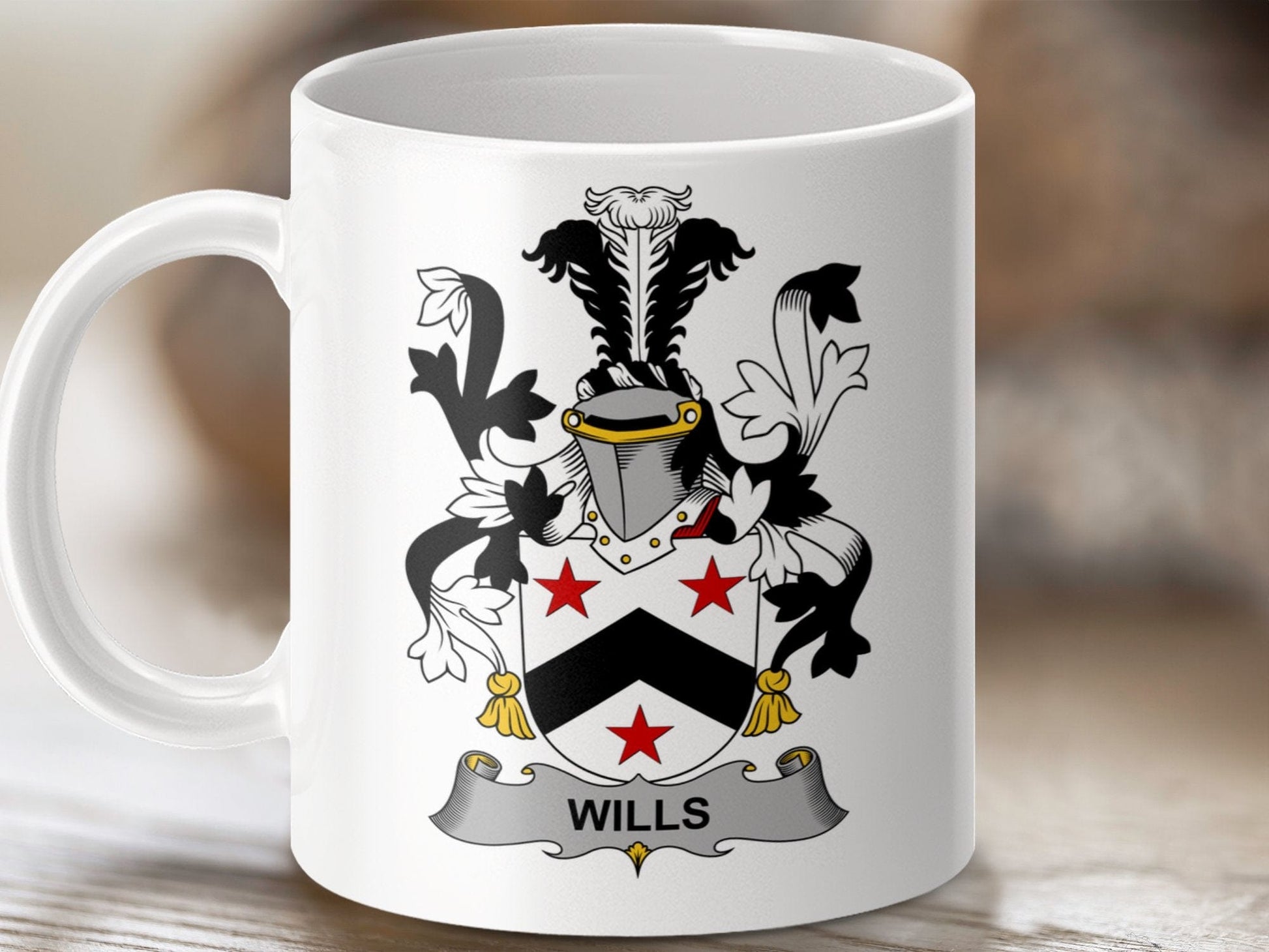 Physical Item 11oz / White Wills Surname Irish Heraldry Ceramic Mug