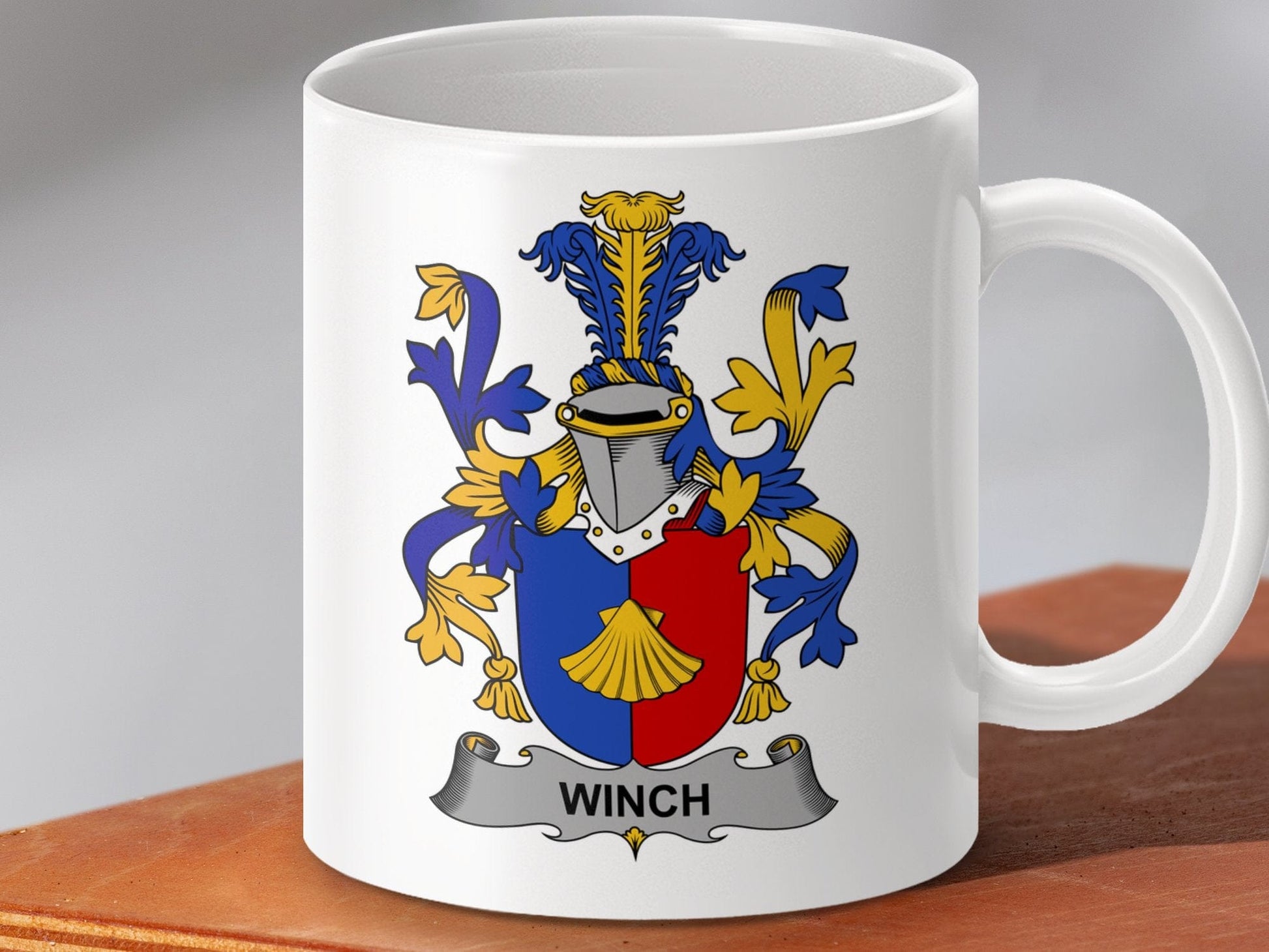 Physical Item 11oz / White Winch Surname Irish Heraldry Ceramic Mug