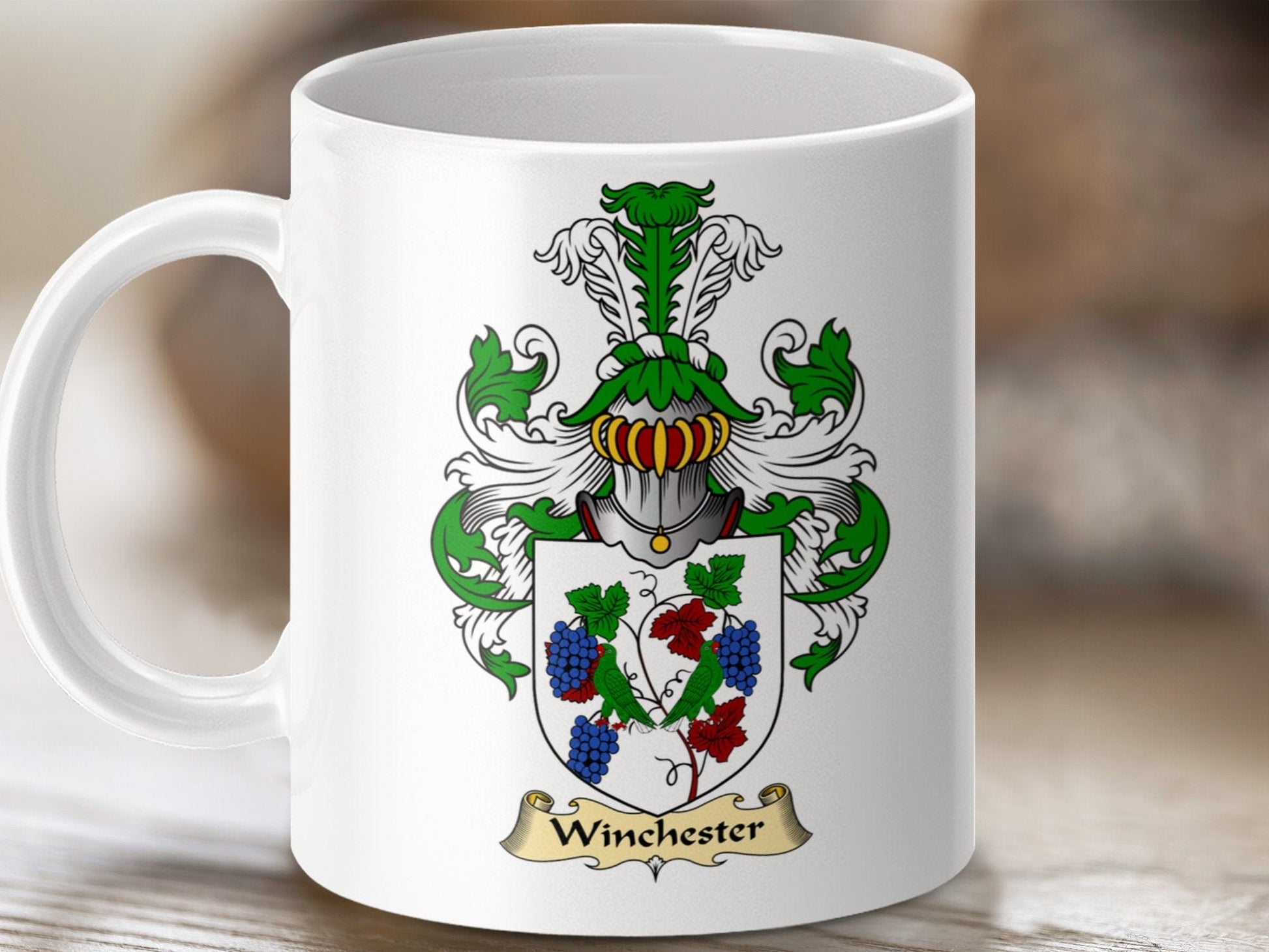 Physical Item 11oz / White Winchester Clan Coat Of Arms Scottish Mug