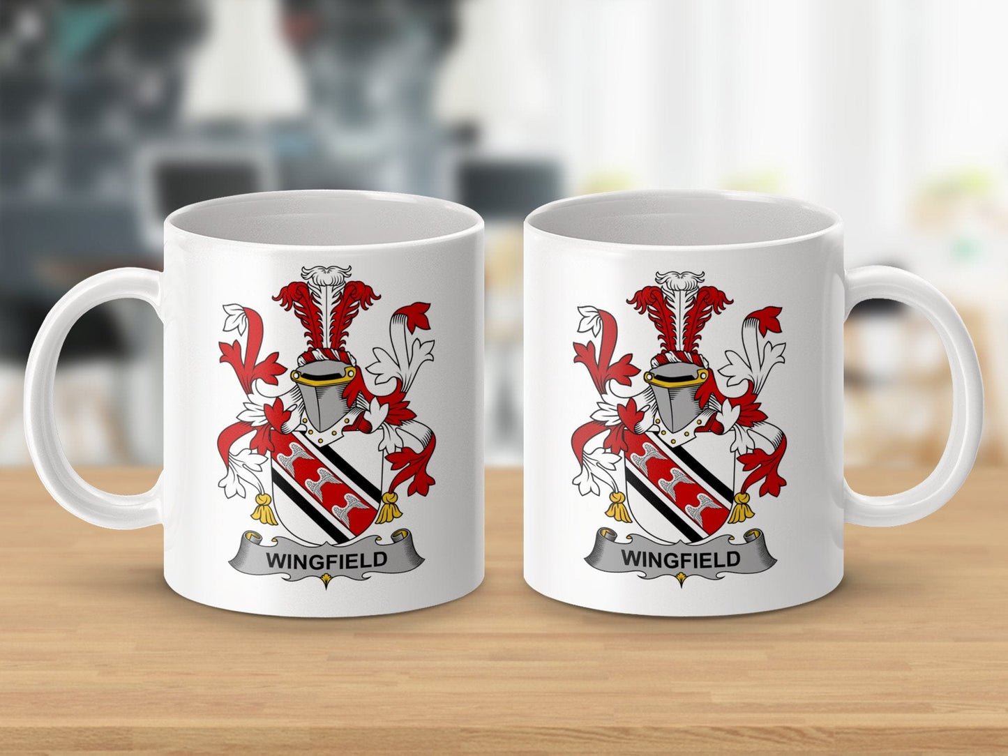 Physical Item 11oz / White Wingfield Surname Irish Heraldry Ceramic Mug