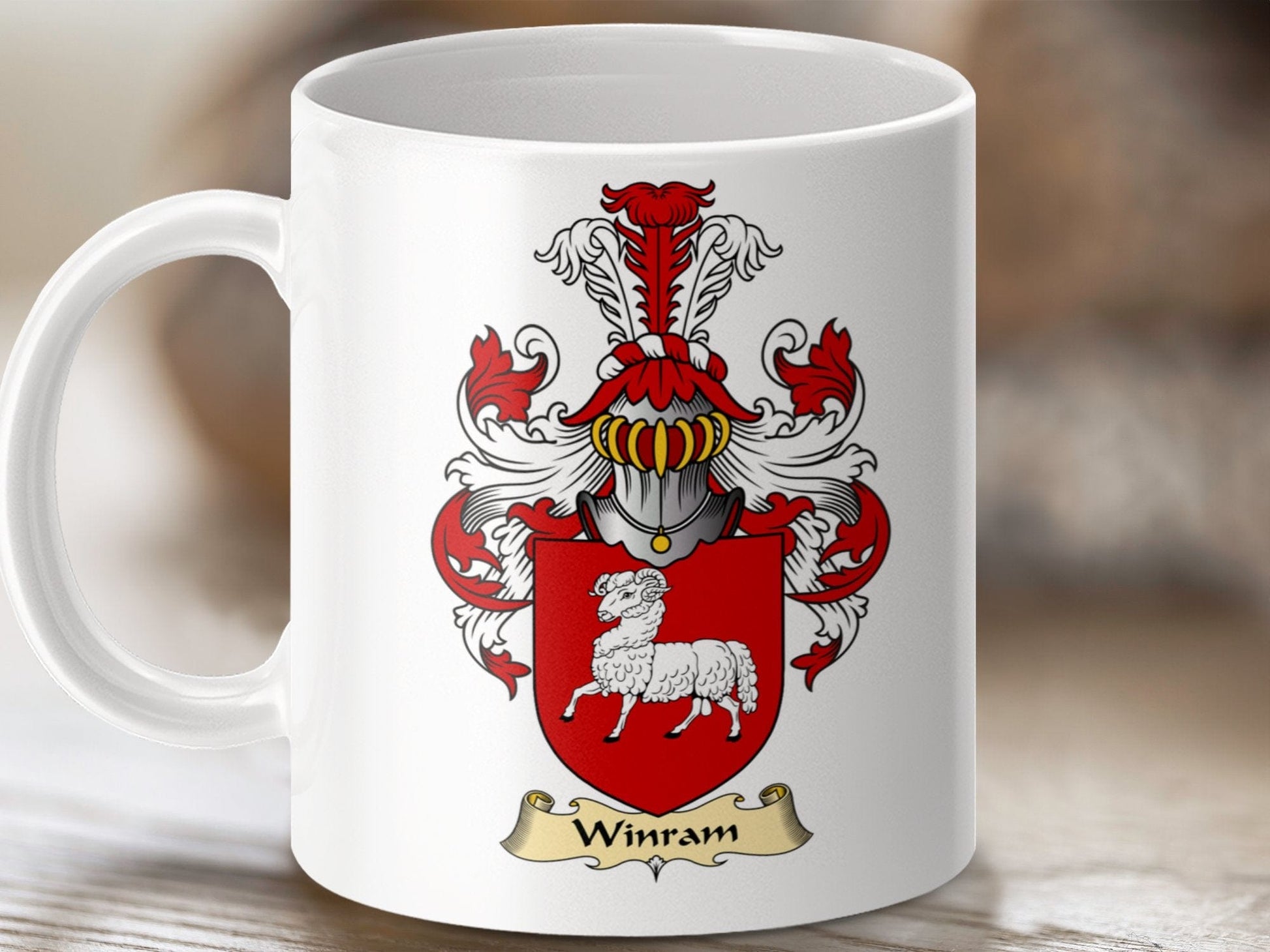 Physical Item 11oz / White Winram Clan Coat Of Arms Scottish mug