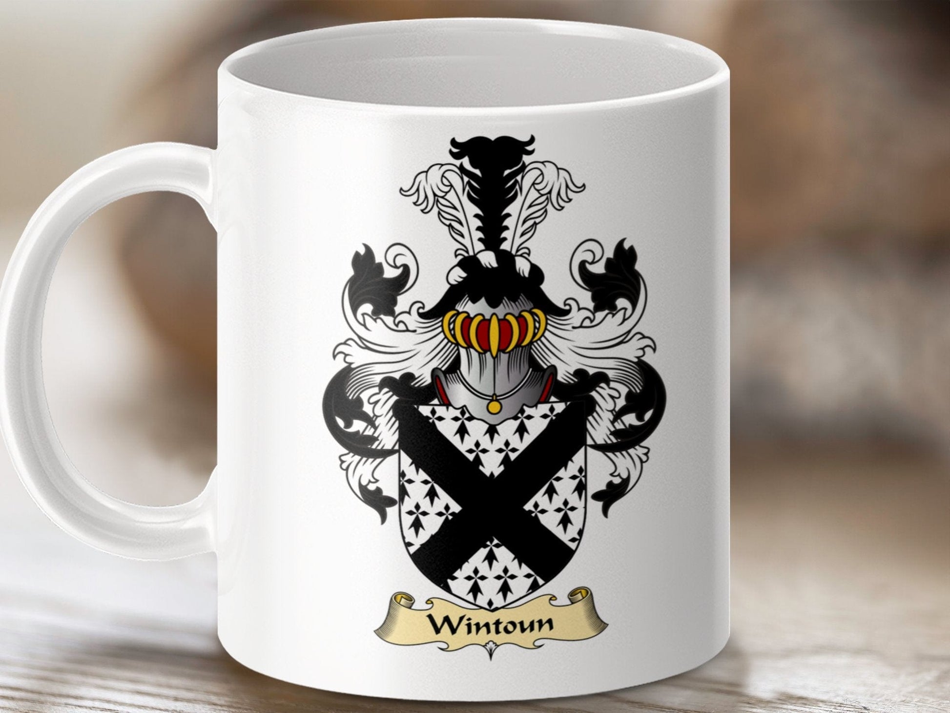 Physical Item 11oz / White Wintoun Clan Coat Of Arms Scottish Mug