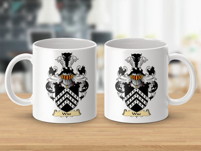 Physical Item 11oz / White Wise Clan Coat Of Arms Scottish Mug