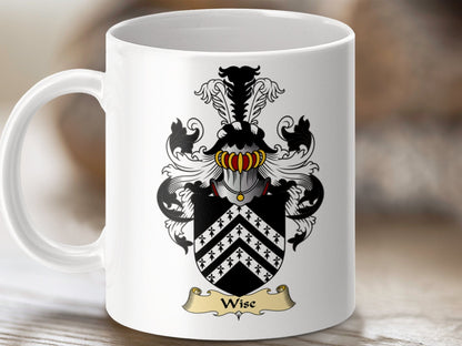 Physical Item 11oz / White Wise Clan Coat Of Arms Scottish Mug