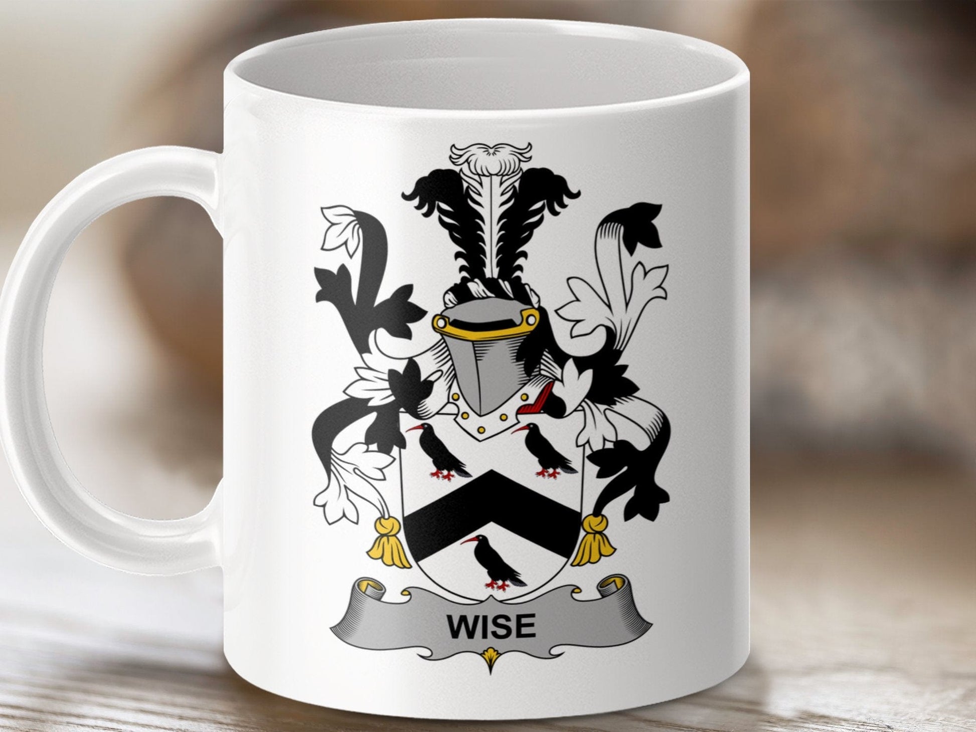 Physical Item 11oz / White Wise Surname Irish Heraldry Ceramic Mug