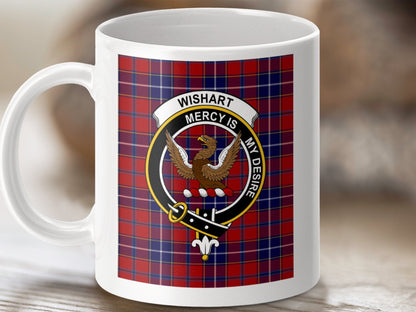 Physical Item 11oz / White Wishart Clan Scottish Tartan Crest Mug