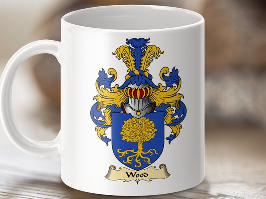 Physical Item 11oz / White Wood Clan Coat Of Arms Scottish Mug