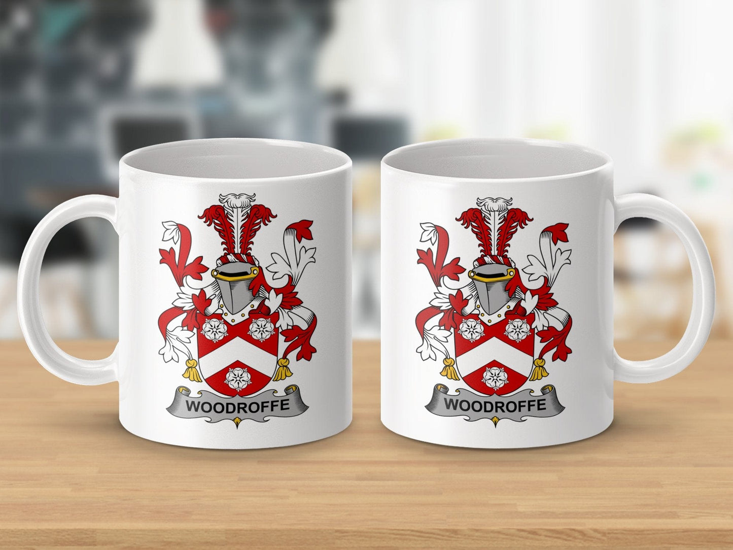 Physical Item 11oz / White Woodroffe Surname Irish Heraldry Ceramic Mug