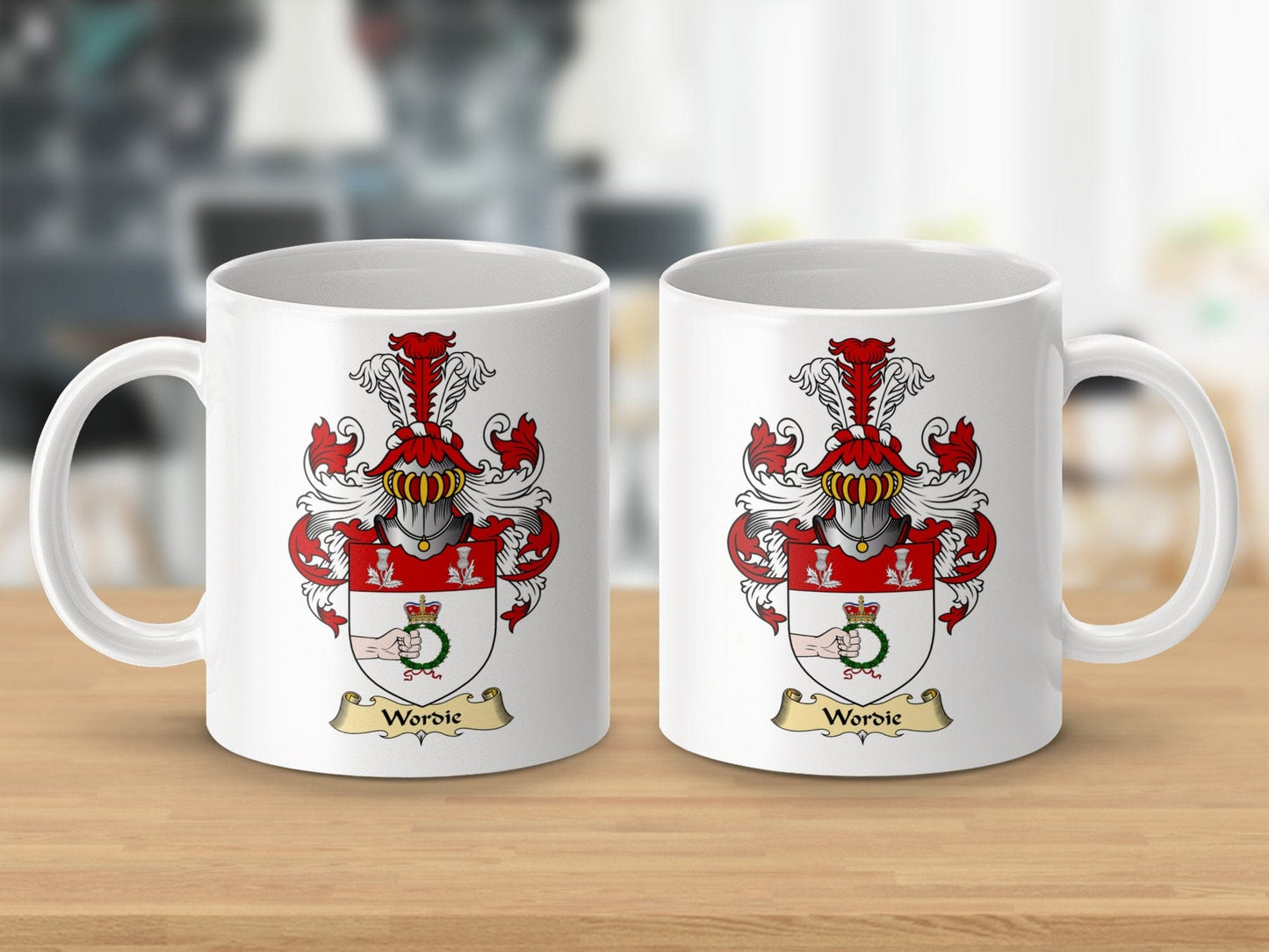 Physical Item 11oz / White Wordie Clan Coat Of Arms Scottish Mug