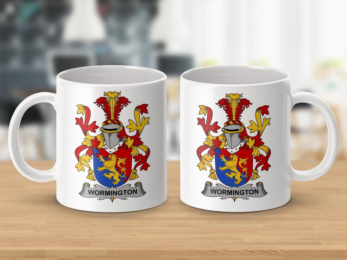 Physical Item 11oz / White Wormington Surname Irish Heraldry Ceramic Mug