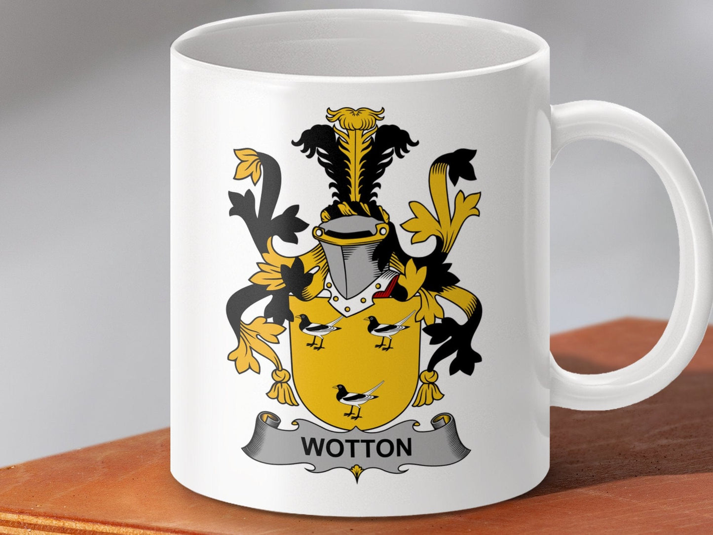 Physical Item 11oz / White Wotton Surname Irish Heraldry Ceramic Mug