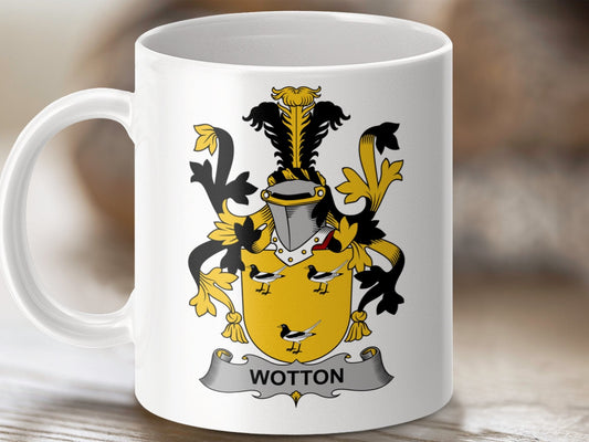 Physical Item 11oz / White Wotton Surname Irish Heraldry Ceramic Mug