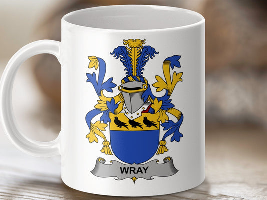 Physical Item 11oz / White Wray Surname Irish Heraldry Ceramic Mug