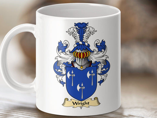 Physical Item 11oz / White Wright Clan Coat Of Arms Scottish Mug