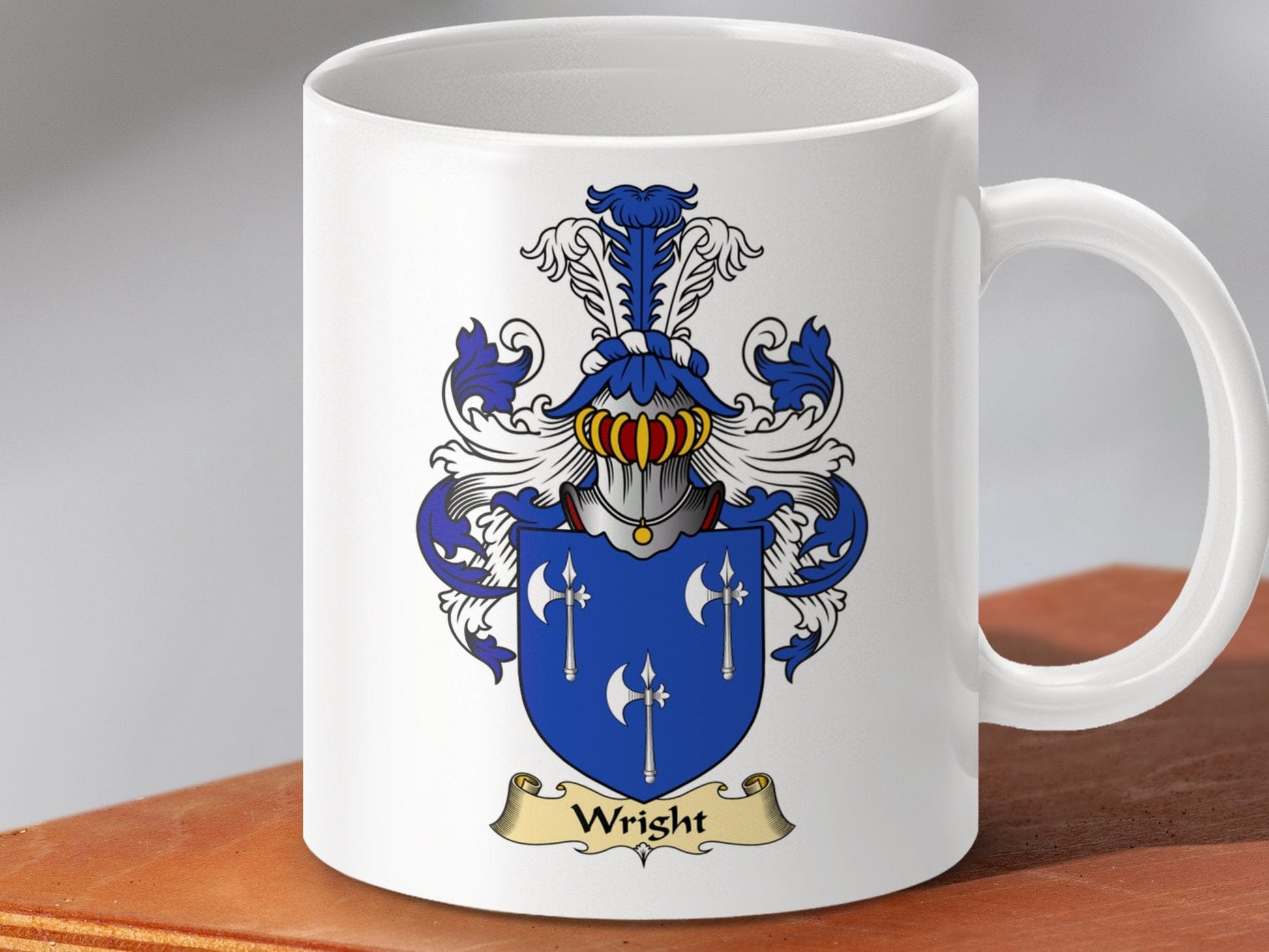 Physical Item 11oz / White Wright Clan Coat Of Arms Scottish Mug