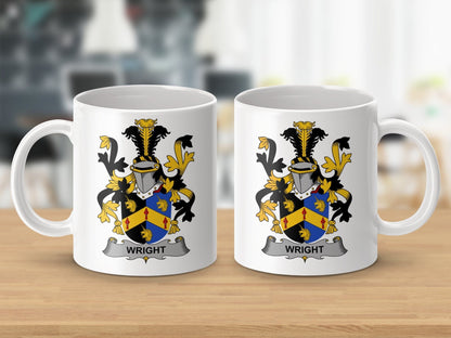 Physical Item 11oz / White Wright Surname Irish Heraldry Coat of Arms Mug