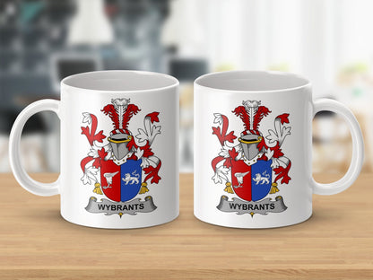 Physical Item 11oz / White Wybrants Surname Irish Heraldry Ceramic Mug