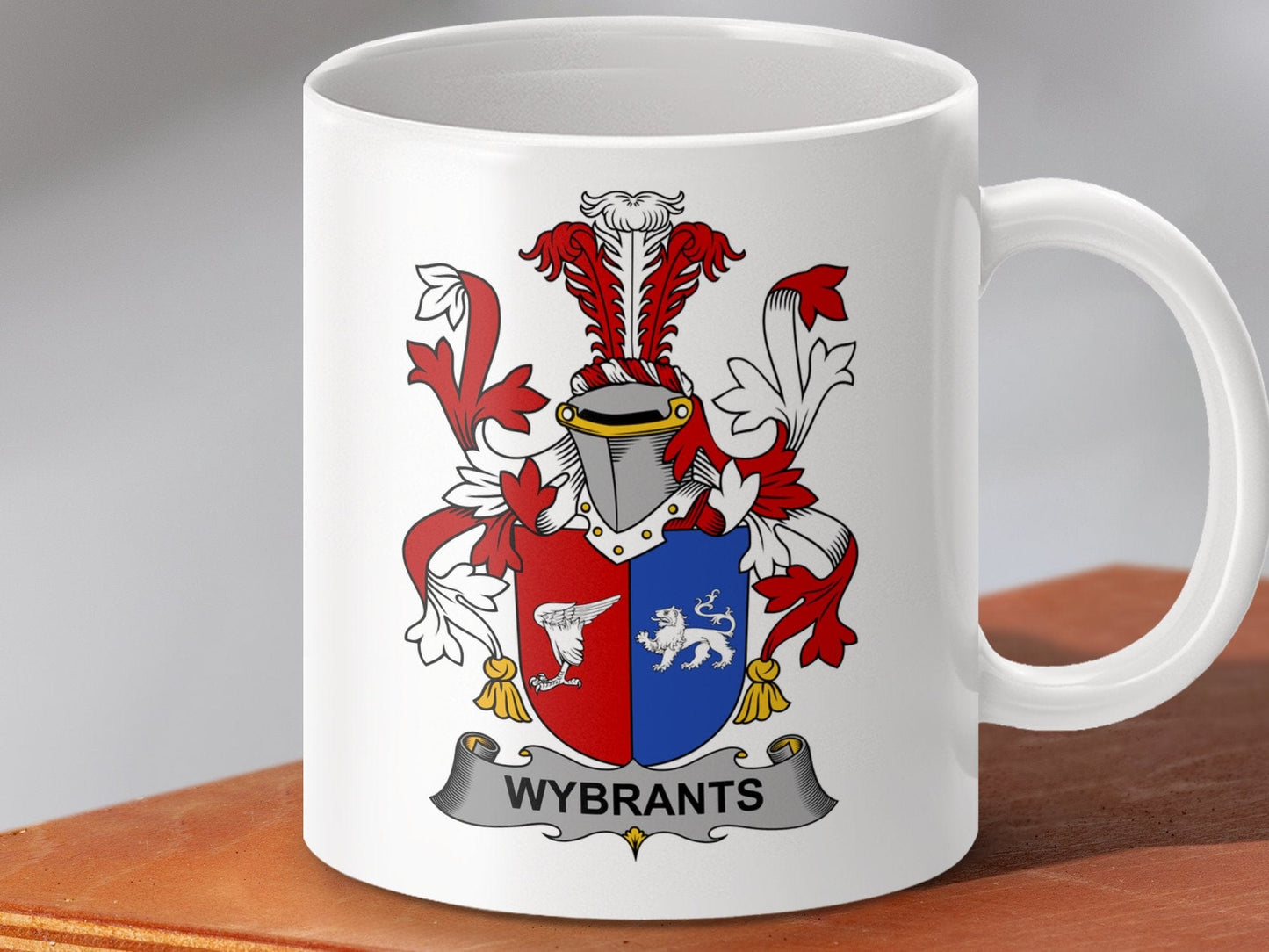 Physical Item 11oz / White Wybrants Surname Irish Heraldry Ceramic Mug