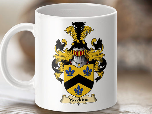 Physical Item 11oz / White Yawkins Clan Coat Of Arms Scottish Mug