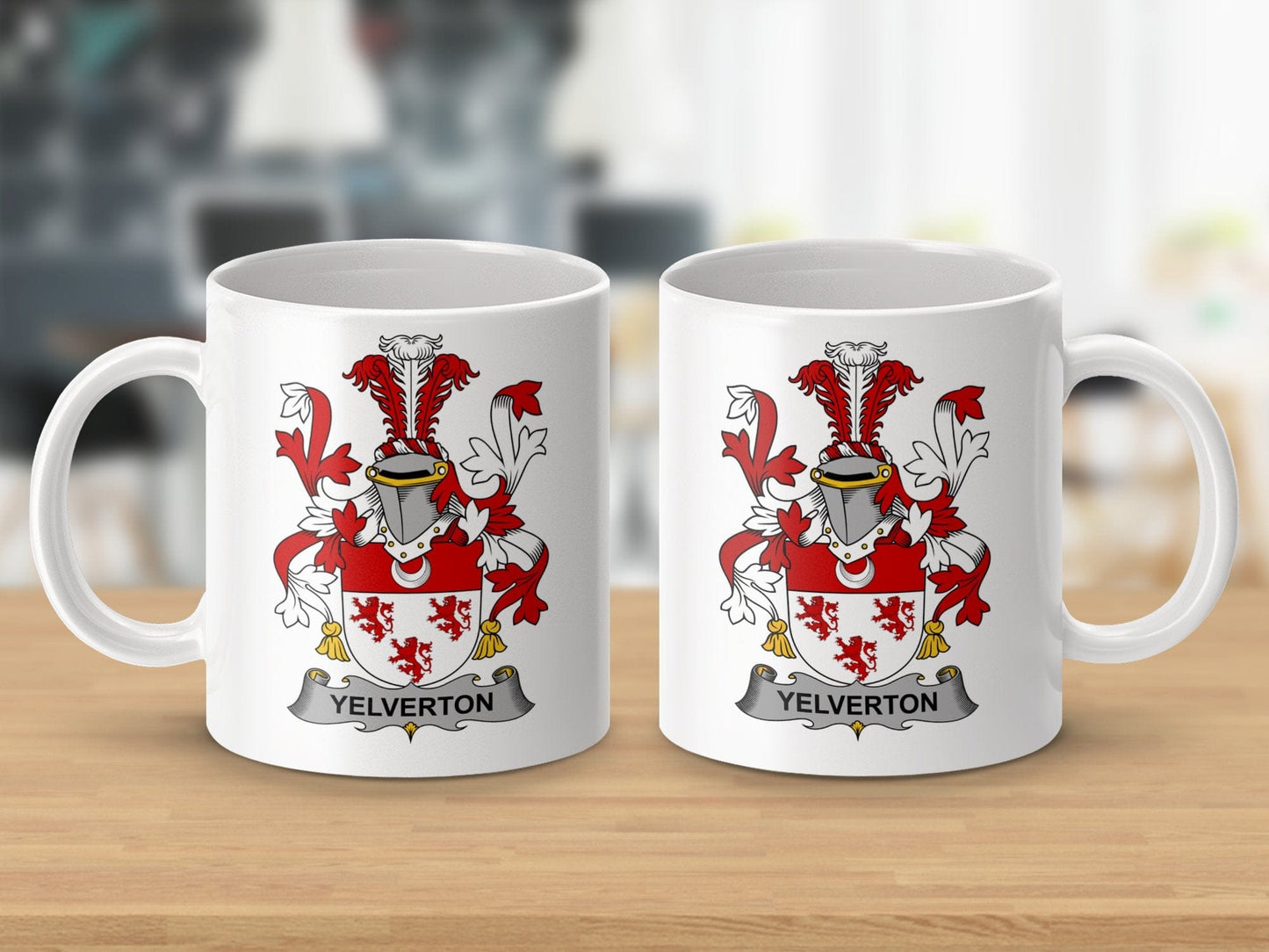 Physical Item 11oz / White Yelverton Surname Irish Heraldry Ceramic Mug