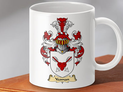 Physical Item 11oz / White Yeoman Clan Coat Of Arms Scottish Heritage Mug