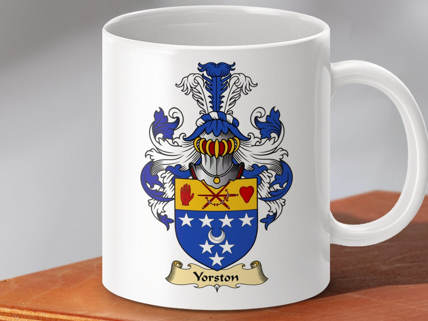 Physical Item 11oz / White Yorston Clan Coat Of Arms Scottish Mug