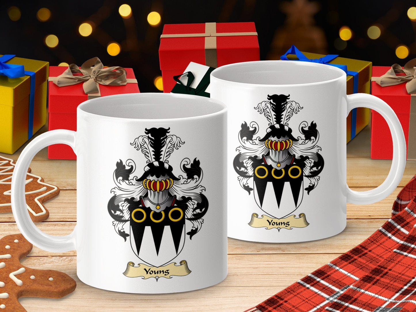 Physical Item 11oz / White Young Clan Coat Of Arms Scottish Clan Emblem Mug