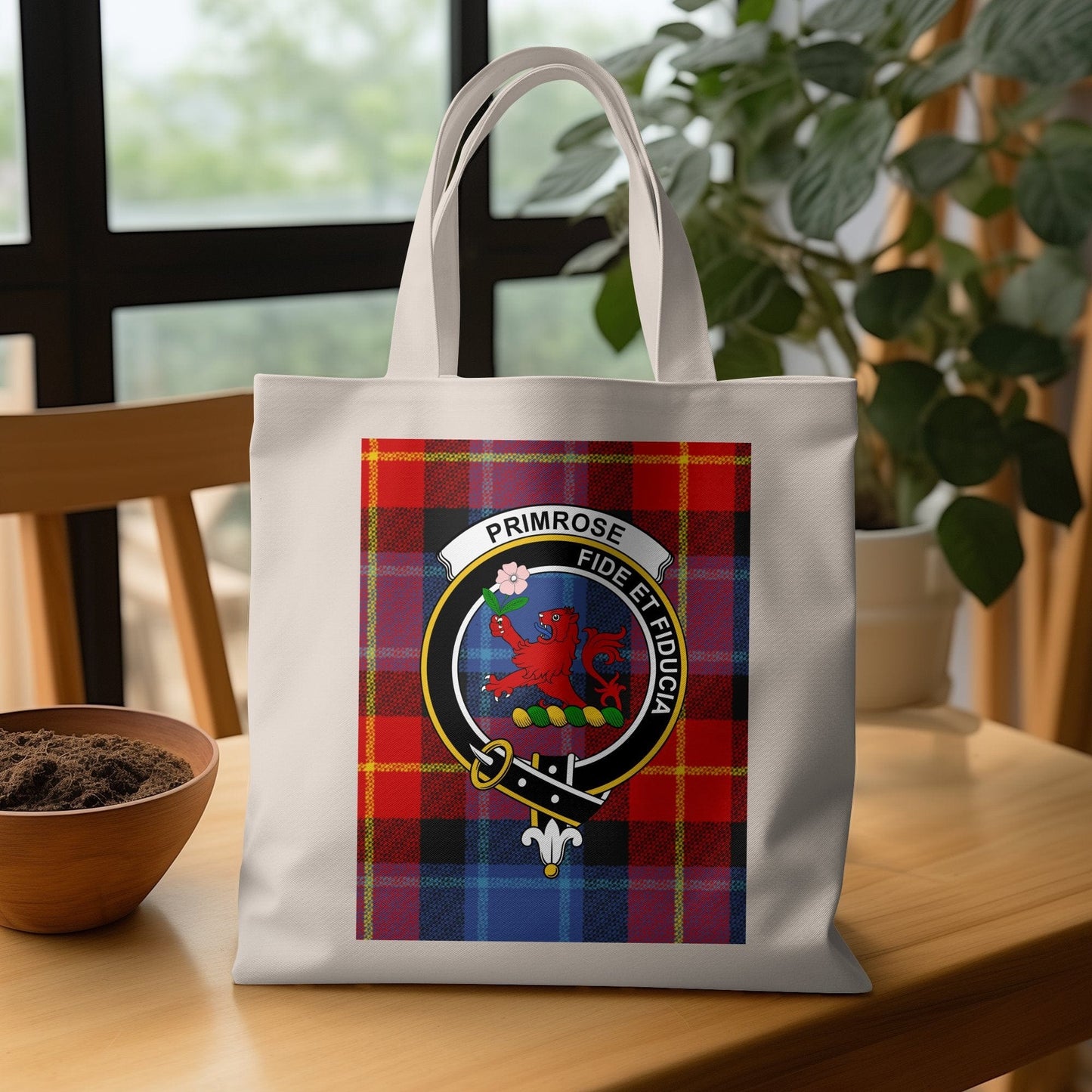 Physical Item 15"x16" / Black Scottish Clan Crest Featuring Red Lion Design Tote Bag