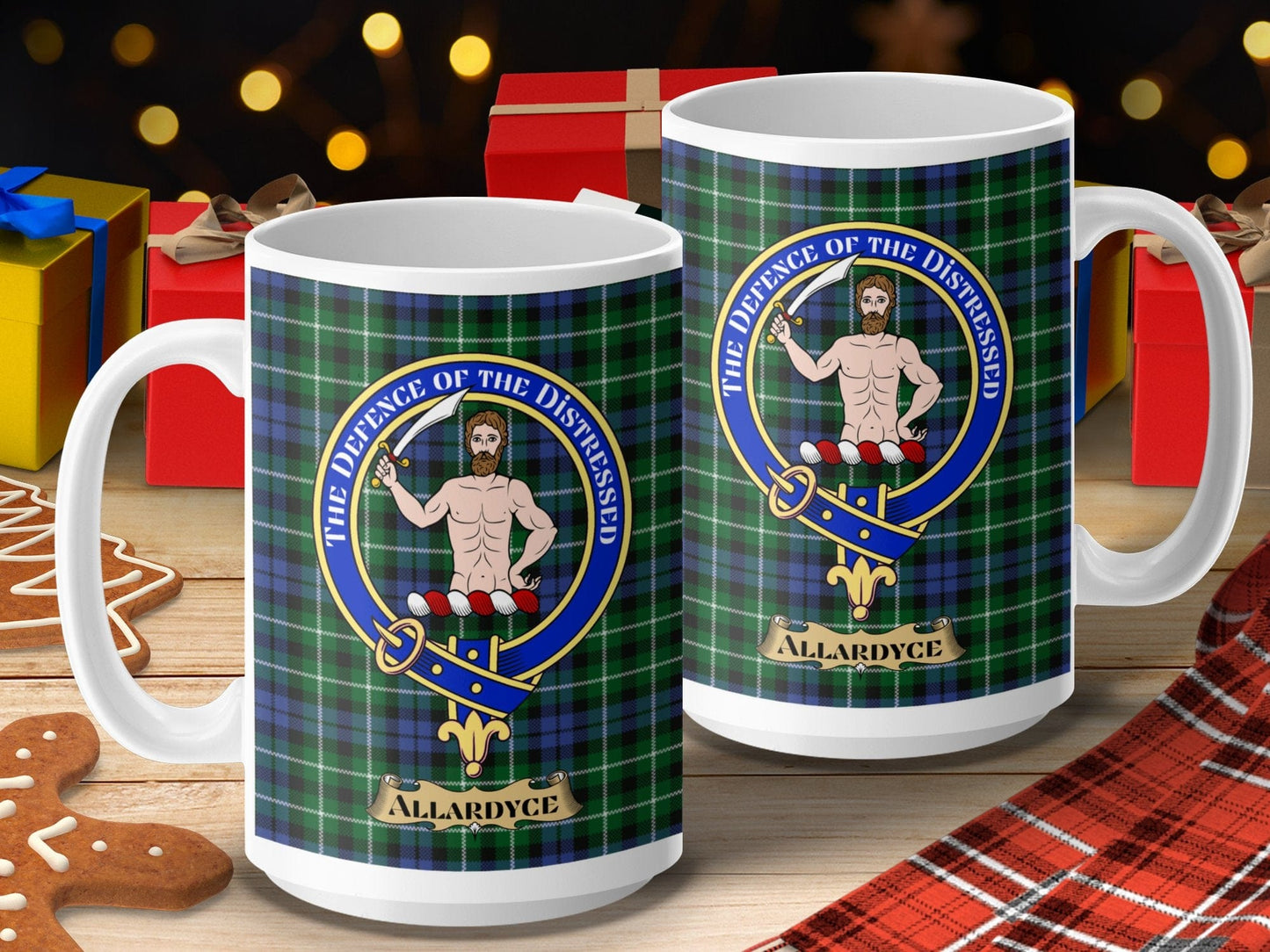 Physical Item 15oz / 15oz / White Allardyce Clan Scottish Tartan Crest Mug