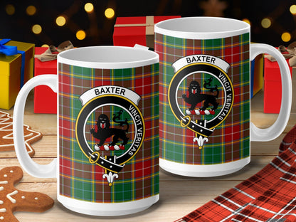 Physical Item 15oz / 15oz / White Baxter Clan Scottish Tartan Crest Mug