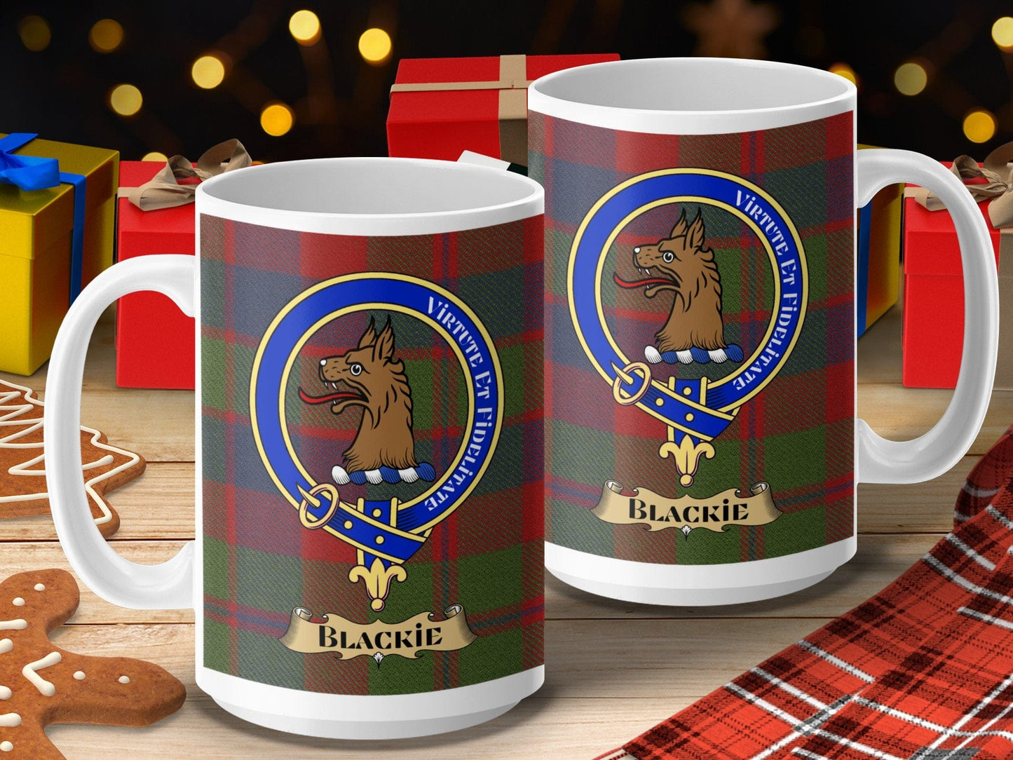 Physical Item 15oz / 15oz / White Blackie Clan Scottish Tartan Crest Mug