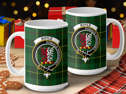 Physical Item 15oz / 15oz / White Boyle Clan Scottish Tartan Crest Mug