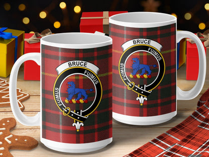 Physical Item 15oz / 15oz / White Bruce Clan Scottish Tartan Crest Mug