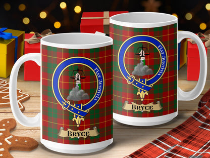 Physical Item 15oz / 15oz / White Bryce Clan Scottish Tartan Crest Mug