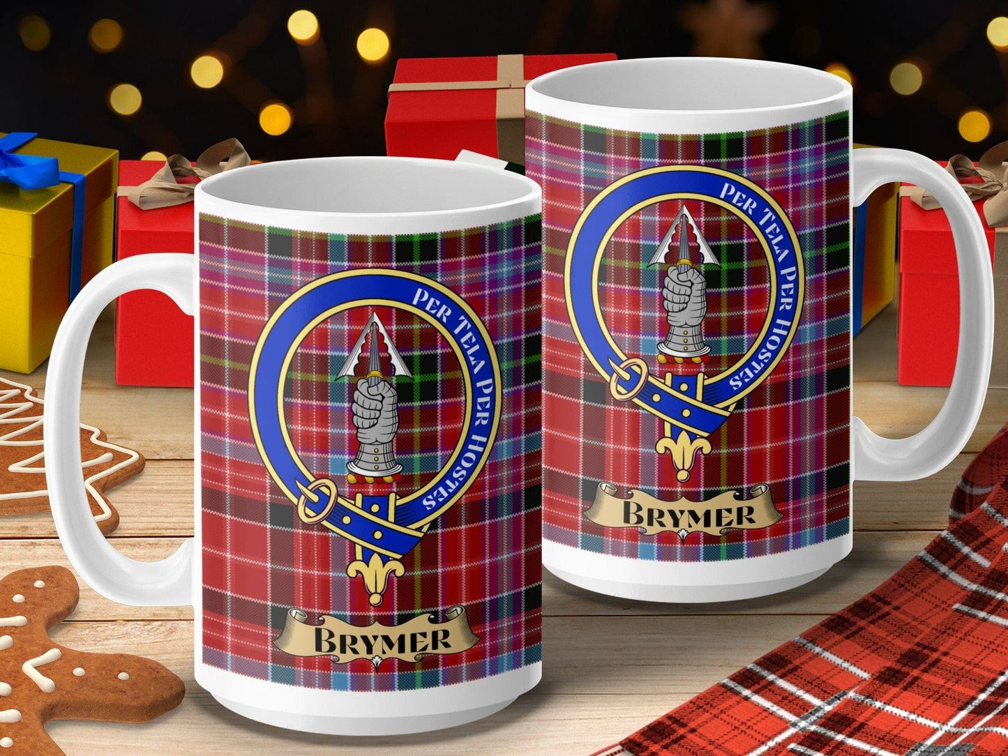 Physical Item 15oz / 15oz / White Brymer Clan Scottish Tartan Crest Mug