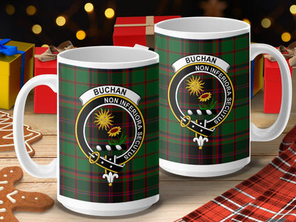 Physical Item 15oz / 15oz / White Buchan Clan Scottish Tartan Crest Mug