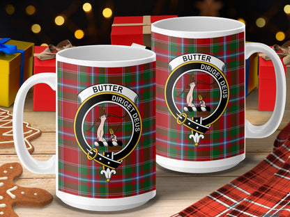 Physical Item 15oz / 15oz / White Butter Clan Scottish Tartan Crest Mug