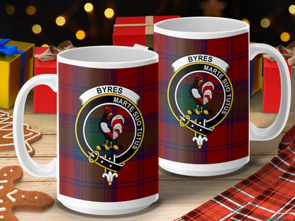 Physical Item 15oz / 15oz / White Byres Clan Scottish Tartan Marte Suo Tutus Mug