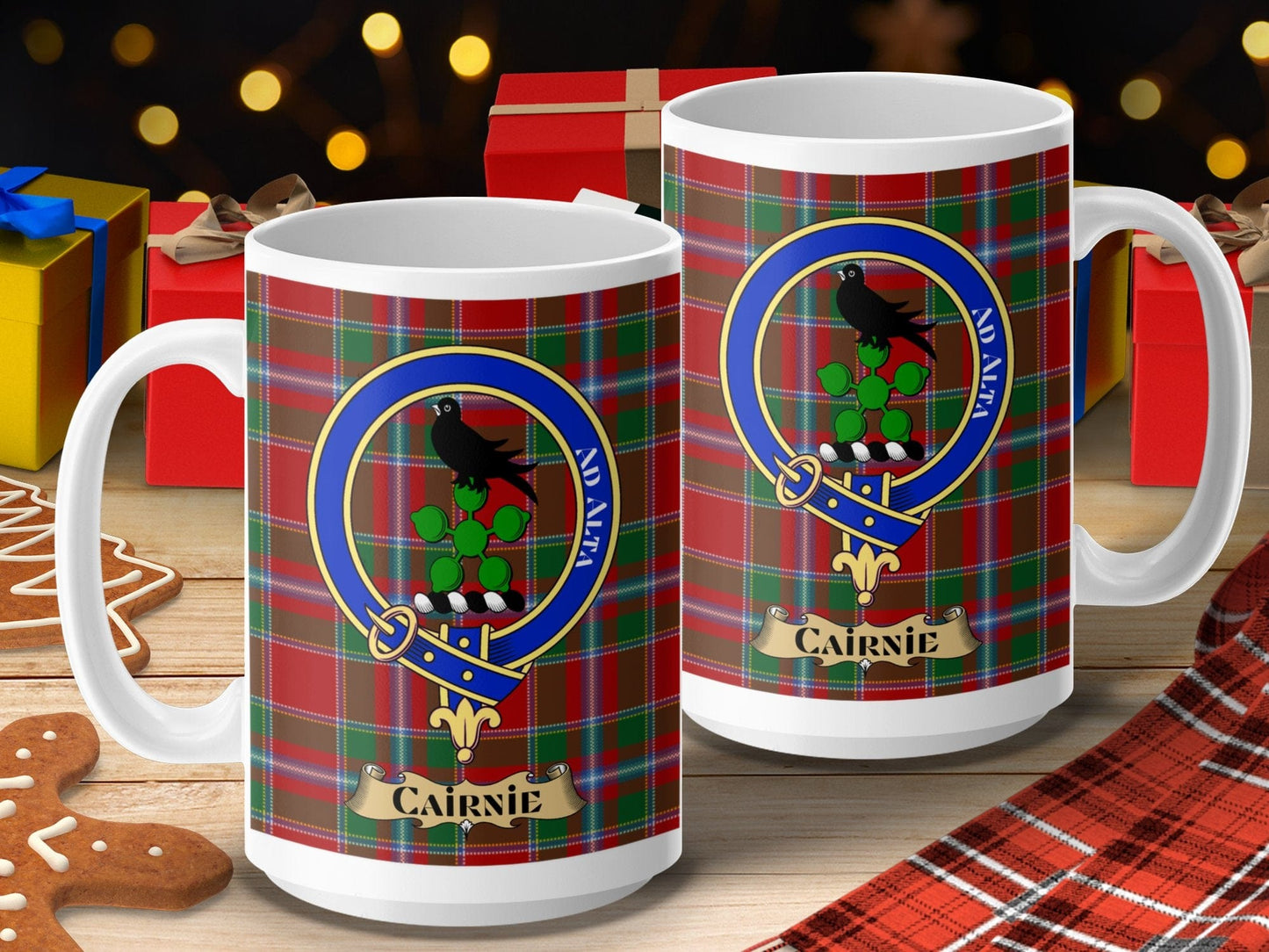 Physical Item 15oz / 15oz / White Cairnie Clan Scottish Tartan Crest Mug