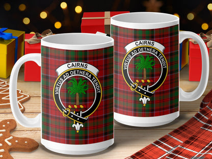 Physical Item 15oz / 15oz / White Cairns Clan Scottish Tartan Crest Mug