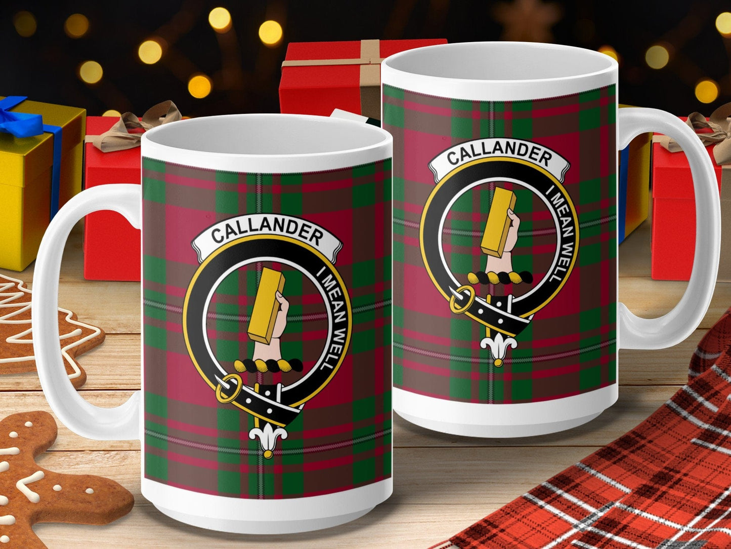 Physical Item 15oz / 15oz / White Callander Clan Scottish Tartan Crest Mug