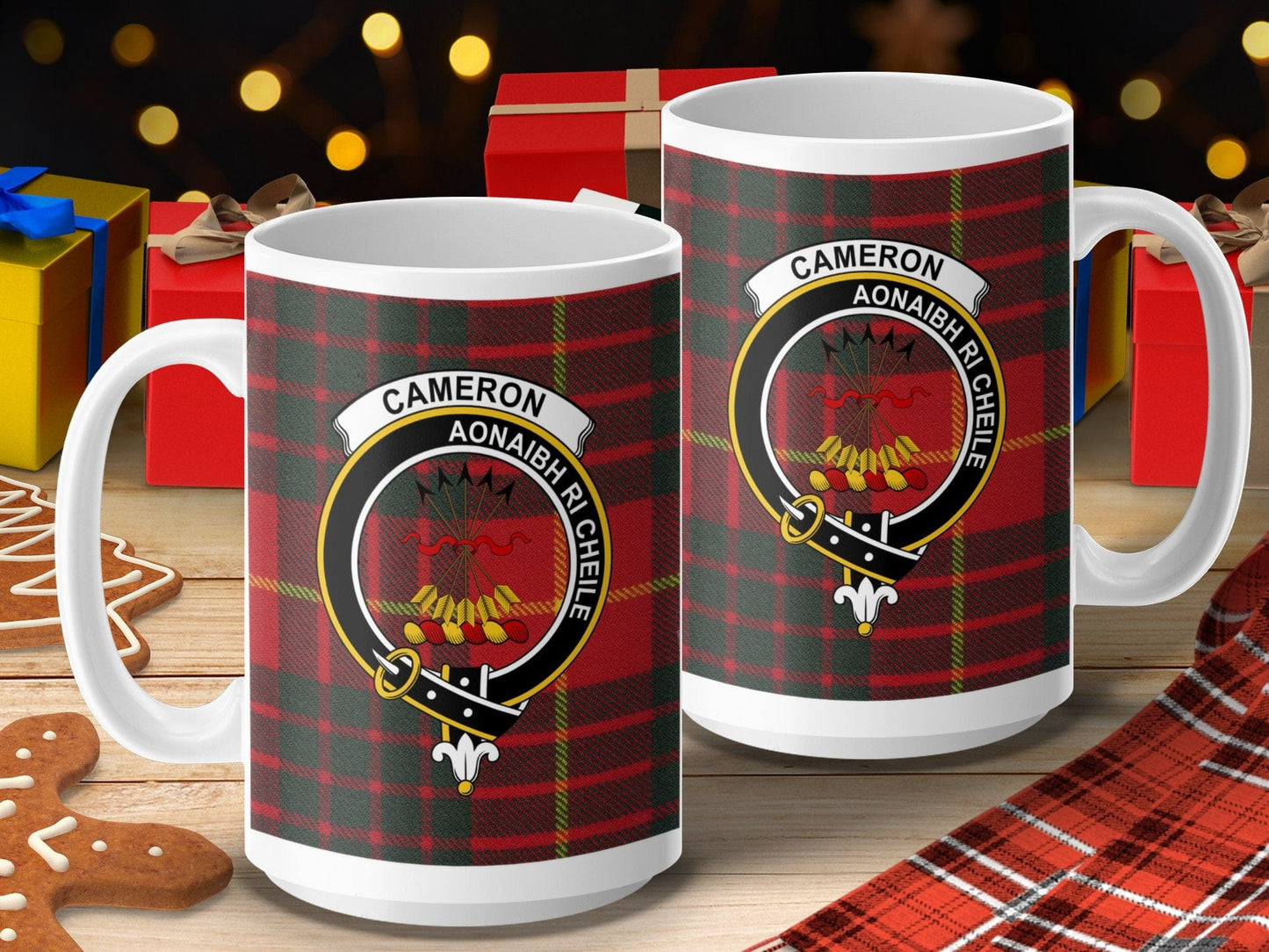 Physical Item 15oz / 15oz / White Cameron Clan Scottish Tartan Crest Mug