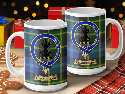 Physical Item 15oz / 15oz / White Chancellor Scottish Clan Tartan Crest Mug