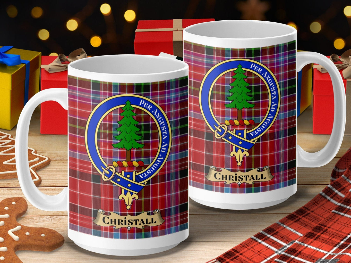 Physical Item 15oz / 15oz / White Christall Clan Scottish Tartan Crest Mug