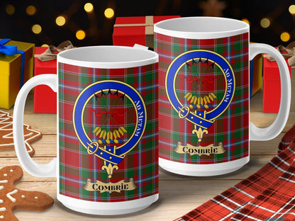 Physical Item 15oz / 15oz / White Combrie Clan Scottish Tartan Crest Mug