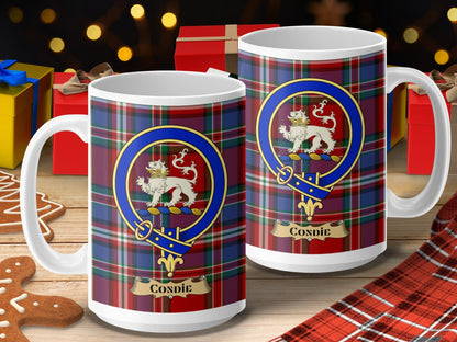 Physical Item 15oz / 15oz / White Condie Clan Scottish Tartan Crest Mug