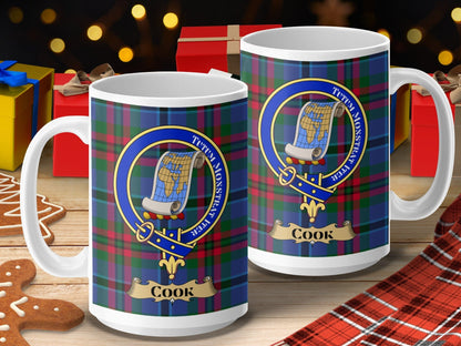 Physical Item 15oz / 15oz / White Cook Clan Scottish Tartan Crest Mug