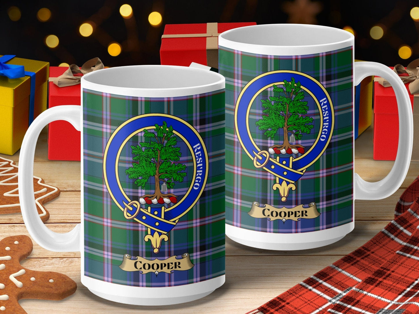 Physical Item 15oz / 15oz / White Cooper Clan Scottish Tartan Crest Mug