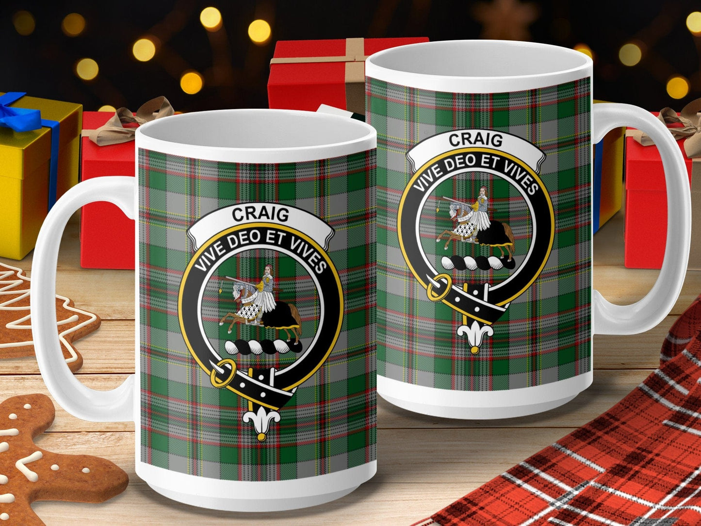 Physical Item 15oz / 15oz / White Craig Clan Scottish Tartan Crest Mug