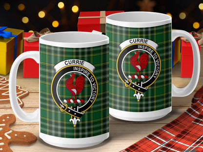 Physical Item 15oz / 15oz / White Currie Clan Scottish Tartan Crest Mug